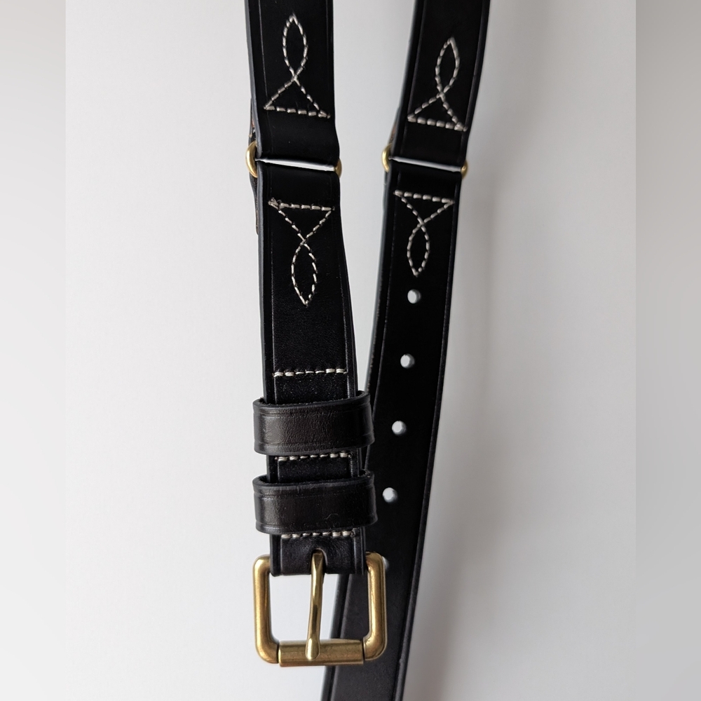 2X Black Banana Republic Embroidered Leather Belt